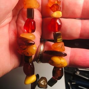 Amber, Tigers Eye Ankle/Wrist w matching earrings